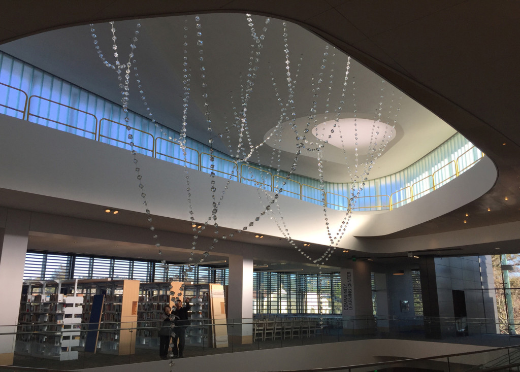 Glass suspended sculpture at Hayward's 21st Century Library