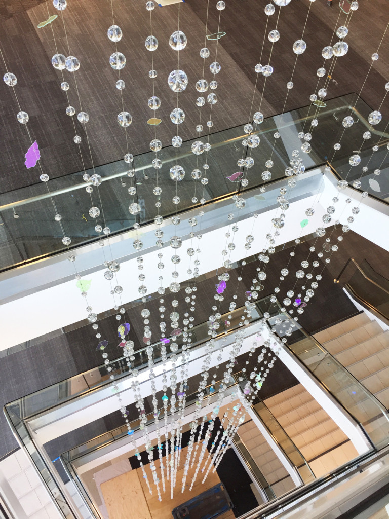 Suspended Glass Sculpture installed at Kaiser Permanente, Roseville CA