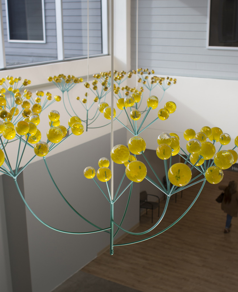 Suspended Glass Sculpture at Kaiser Permanente, Union City CA