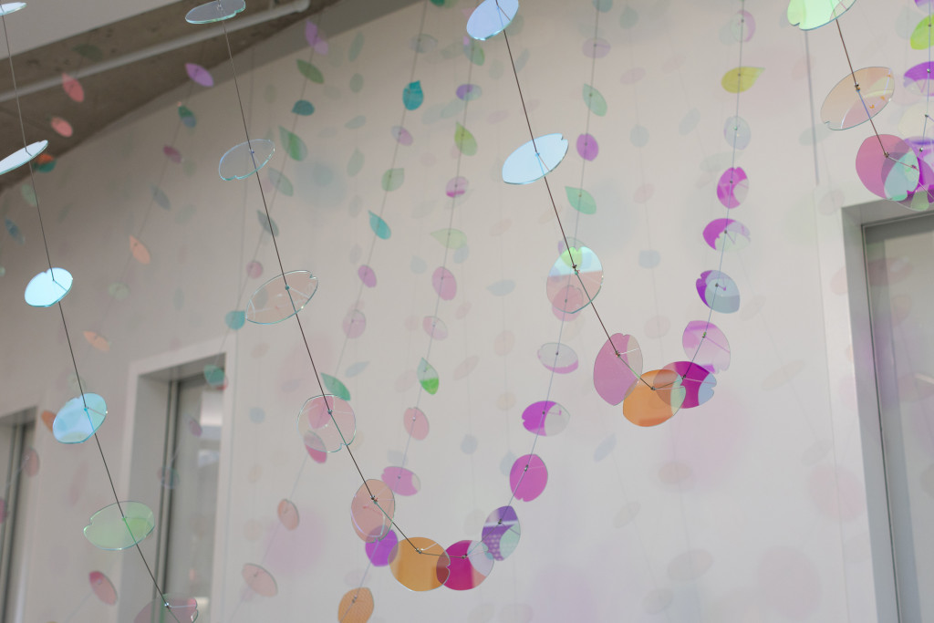 Flat dichroic glass petals and leaves